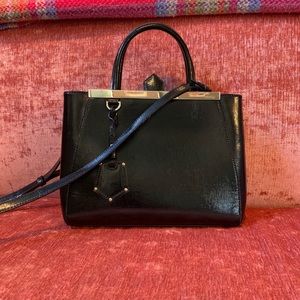 Fendi black patent Petite 2Jours tote handbag